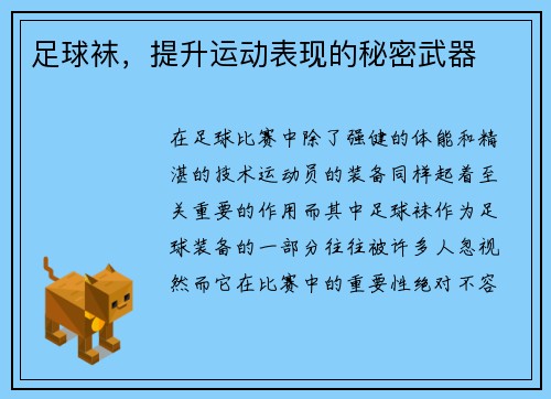 足球袜，提升运动表现的秘密武器