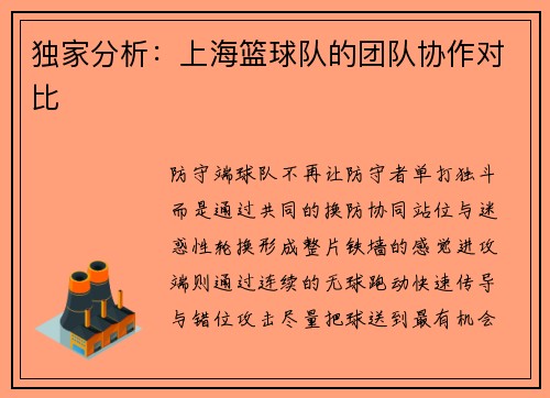 独家分析：上海篮球队的团队协作对比